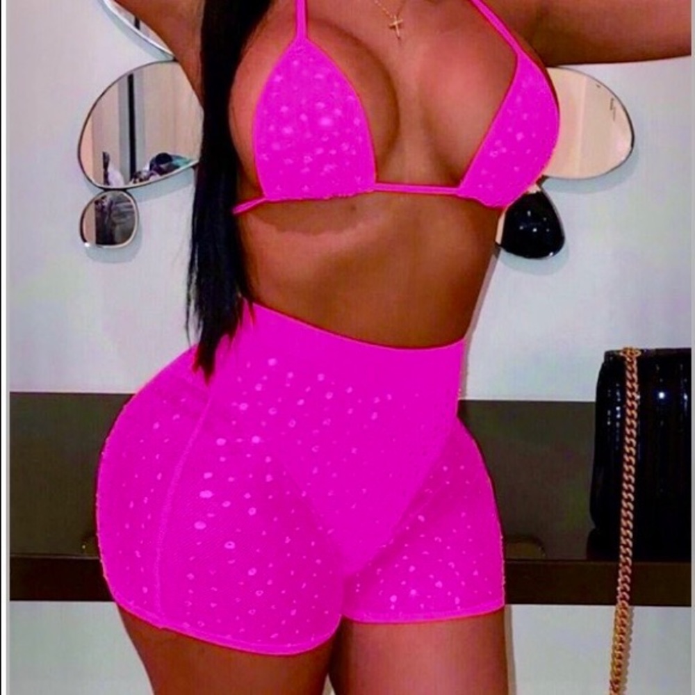 “Hot Stuff” Rhinestone Two Piece Bikini Set - Picture 2 of 4